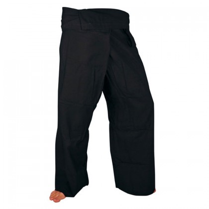 Large Fisherman Pants - Black Cotton